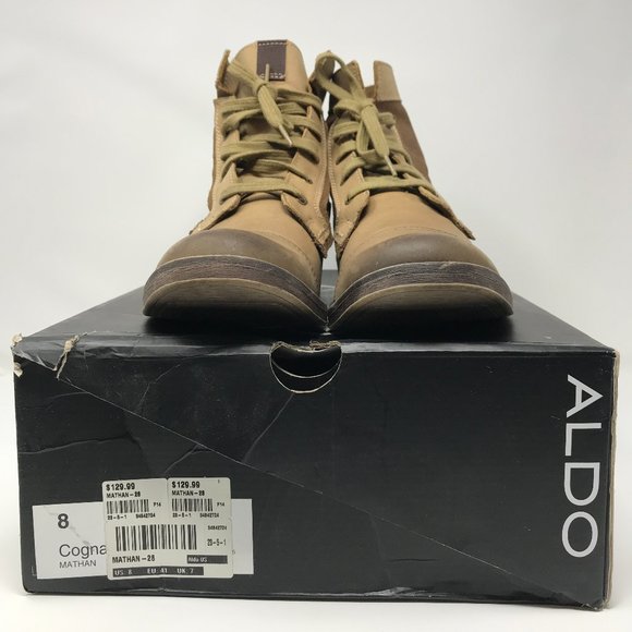 ALDO Mathan Cognac / Bronze Lace Up Combat Boots Size 41 - Picture 3 of 5